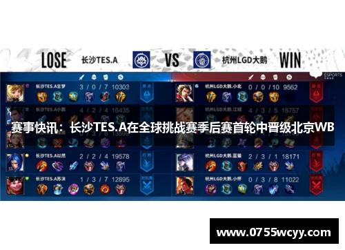 赛事快讯：长沙TES.A在全球挑战赛季后赛首轮中晋级北京WB